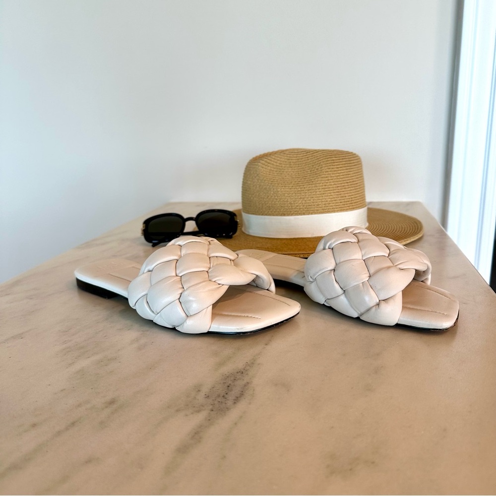 Marc Fisher White Braided Sandals